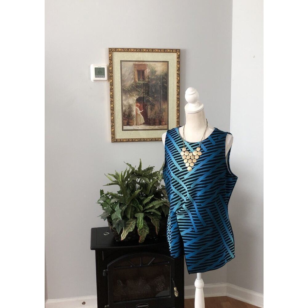 Worthington Woman Blouse XL Front Tuck-peplum Sleeveless Round Neck Collarless